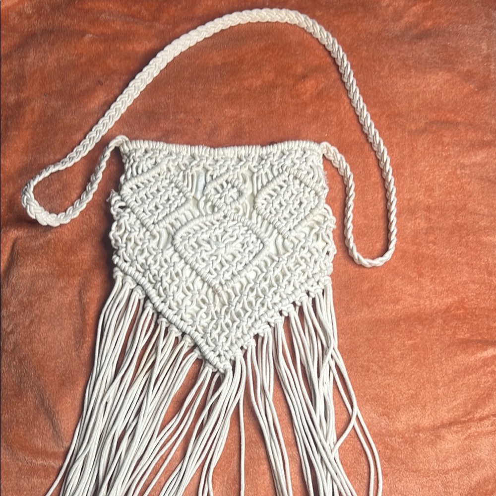 Private Label Cream Crossbody Macramé Bag